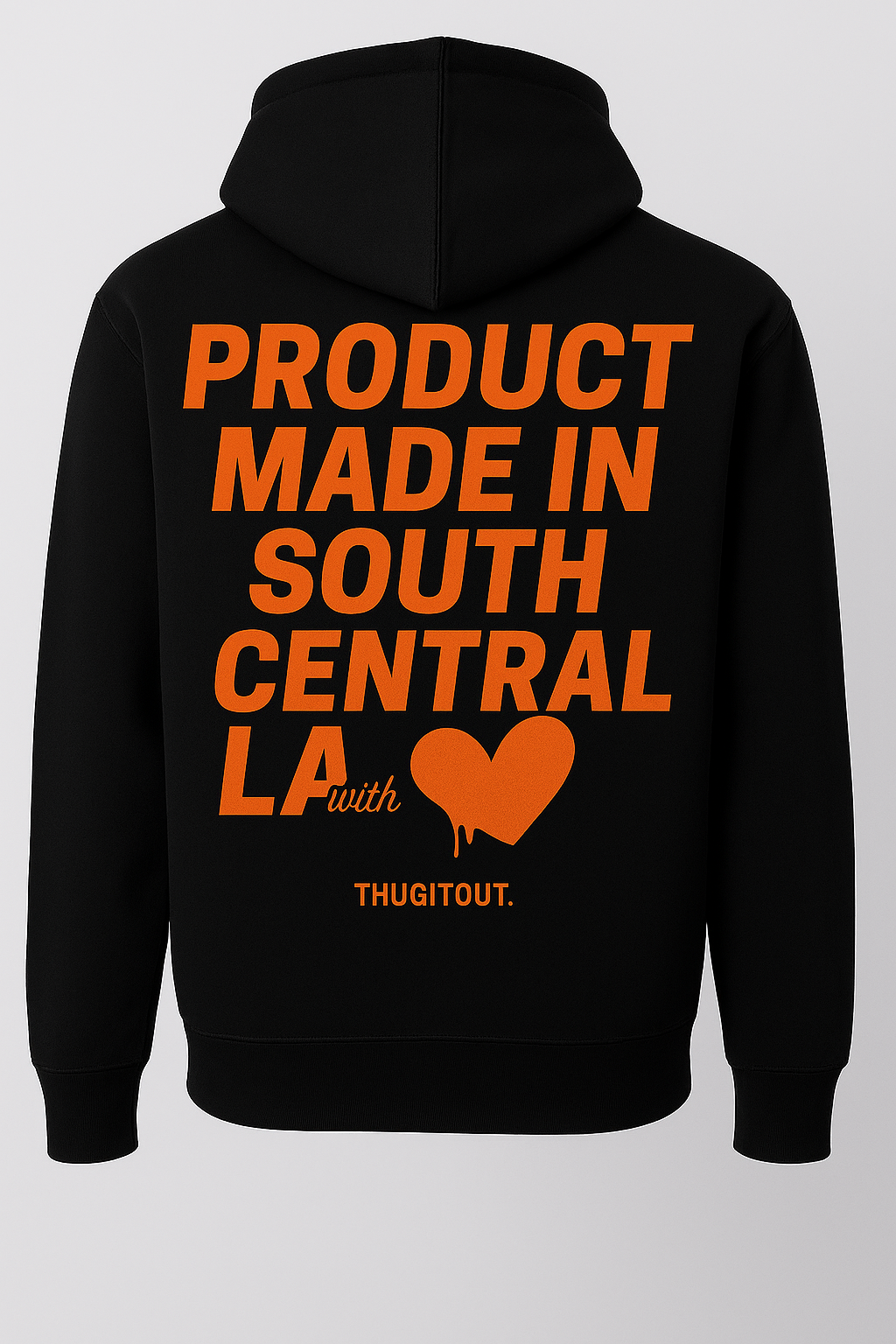 Black hoodie orange puff print